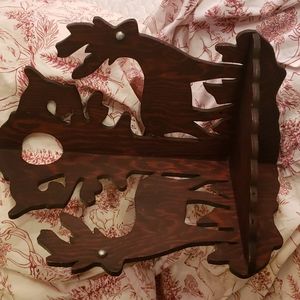 Antique Primitive Lodge Look Corner Shelf